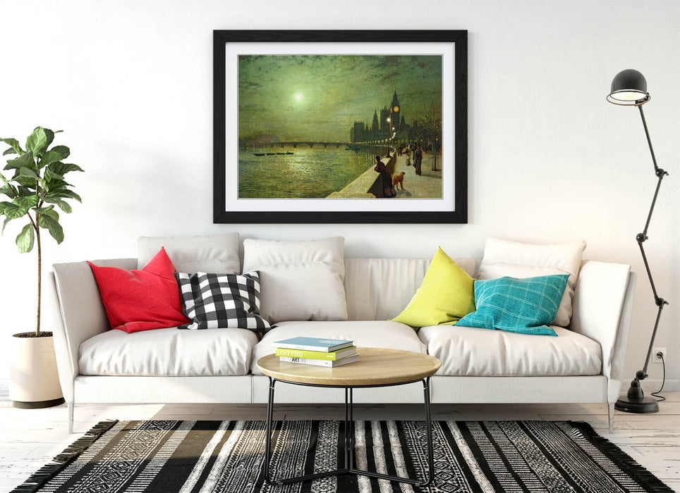 Framed Art Poster – John Atkinson Grimshaw Thames Print | Woodgrain Frame, Matte Paper