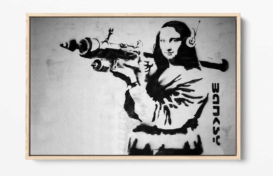 MONA LISA BAZOOKA FLOAT EFFECT CANVAS WALL ART PIC PRINT GRAFFITI-