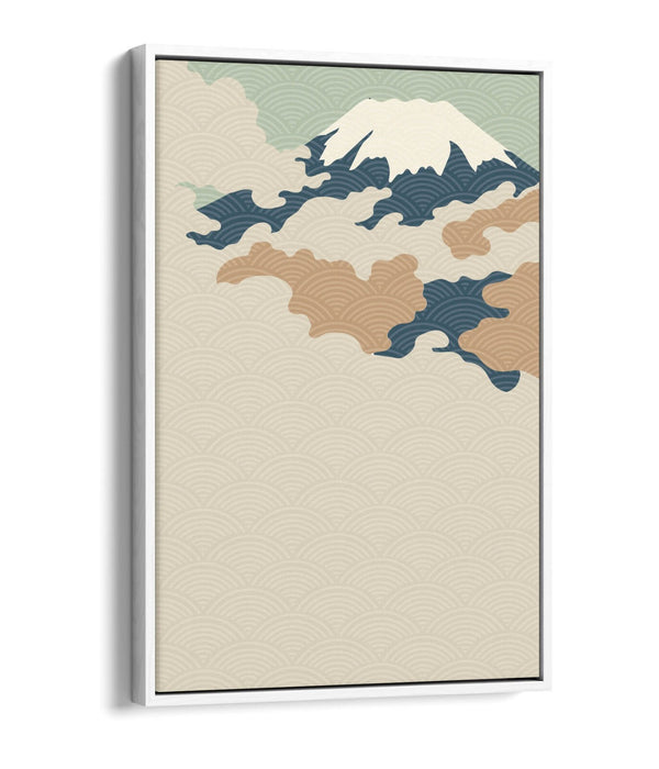 Fuji Mountain Canvas - Minimalist Abstract Wall Art With Float Effect Frame