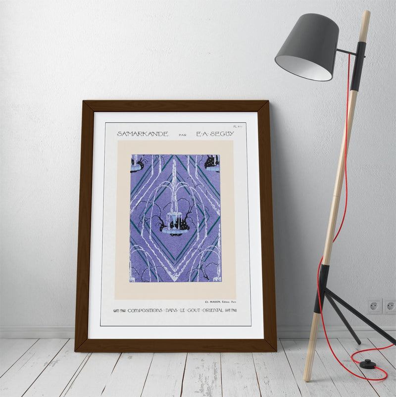 Art Deco Wall Art – Framed Fountain Pattern Poster Print | Matte Paper, Ready To Hang