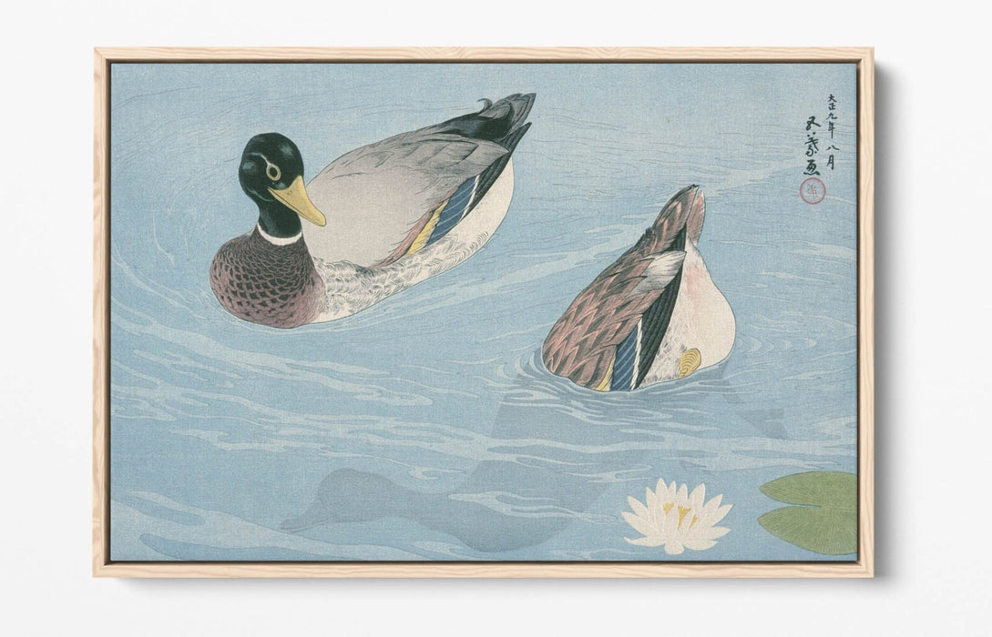 Canvas Wall Art - GOYO HASHIGUCHI Ducks | Float Effect Canvas Art Print