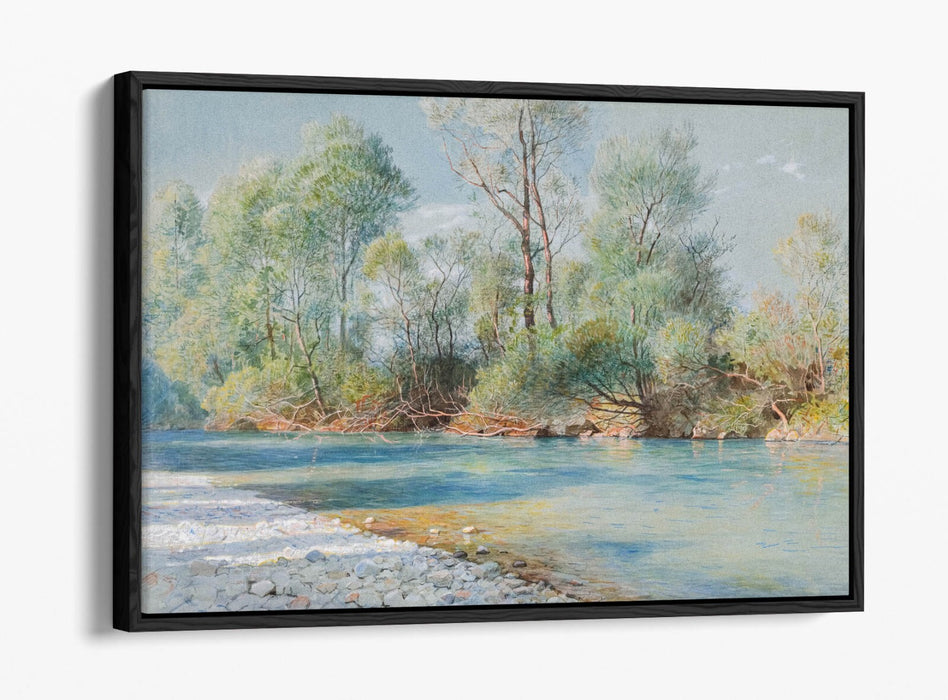 WILLIAM STANLEY HASELTINE, TRAUNSTEIN RIVER -FLOAT EFFECT CANVAS WALL ART PRINT