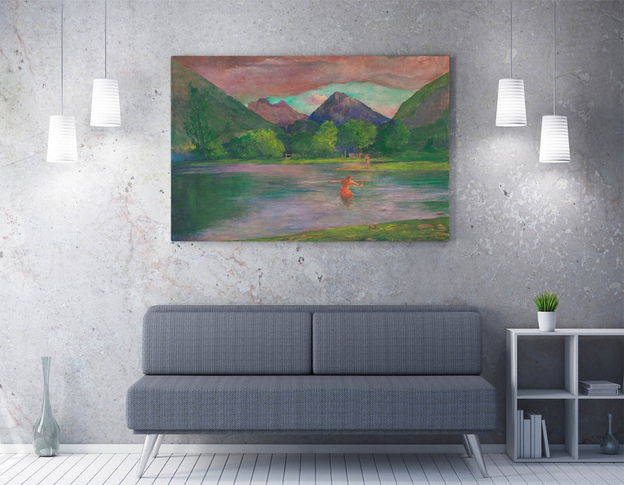 Canvas Wall Artwork - Fisherman Spearing Fish Handmade Canvas Art Print