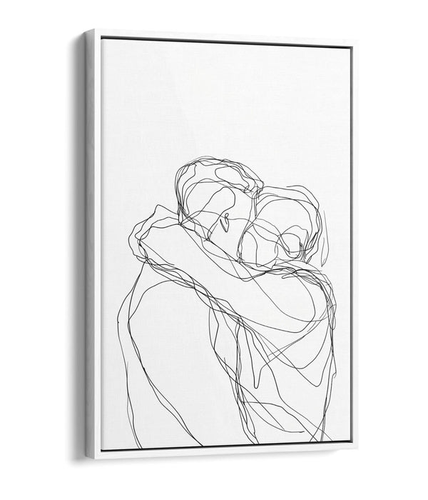 Minimalist Couple Canvas Art - Love Line Illustration | Float Effect Print