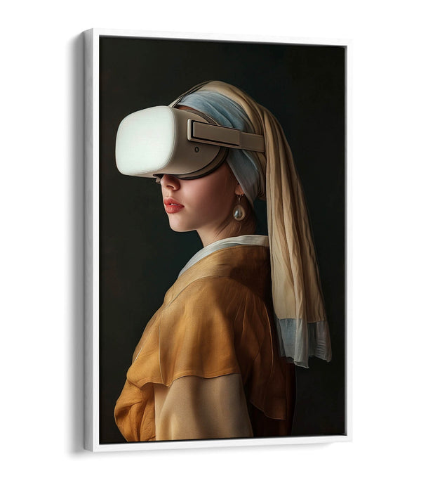 Pearl Earring Canvas – Contemporary Float Effect Canvas Wall Art Print with Premium Varnish Finish