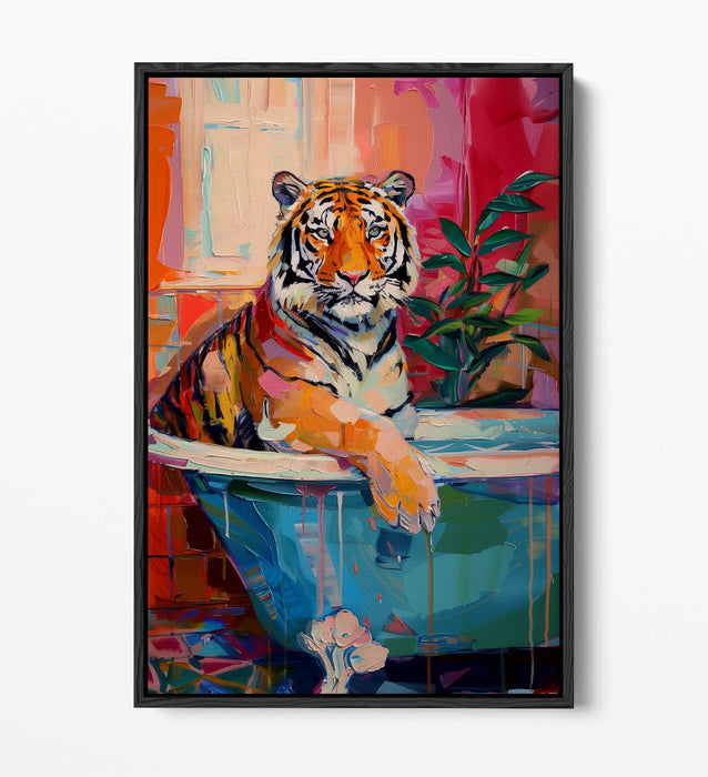 Tiger Canvas Art - Multi Colour Float Effect Canvas Wall Decor With 30mm Deep Frame