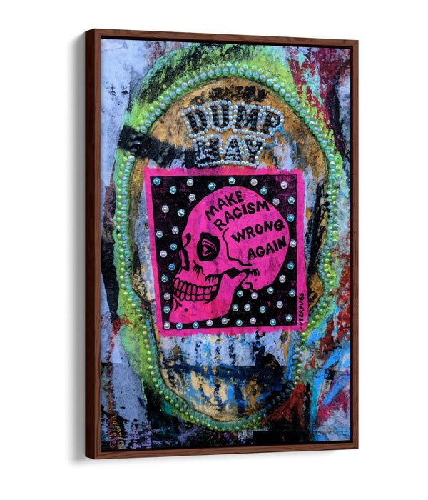 ANTI RACISM EAST LONDON GRAFFITI -FLOAT EFFECT CANVAS WALL ART PIC PRINT- PINK