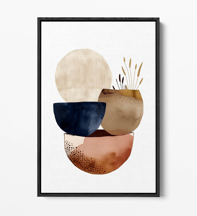 Boho Canvas Art – Minimalist Wall Decor With Float Effect Frame, Handmade UK