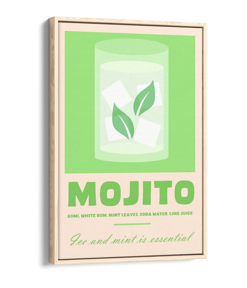 Mojito Cocktail Poster - Premium Float Effect Canvas Wall Art For Kitchen Decor