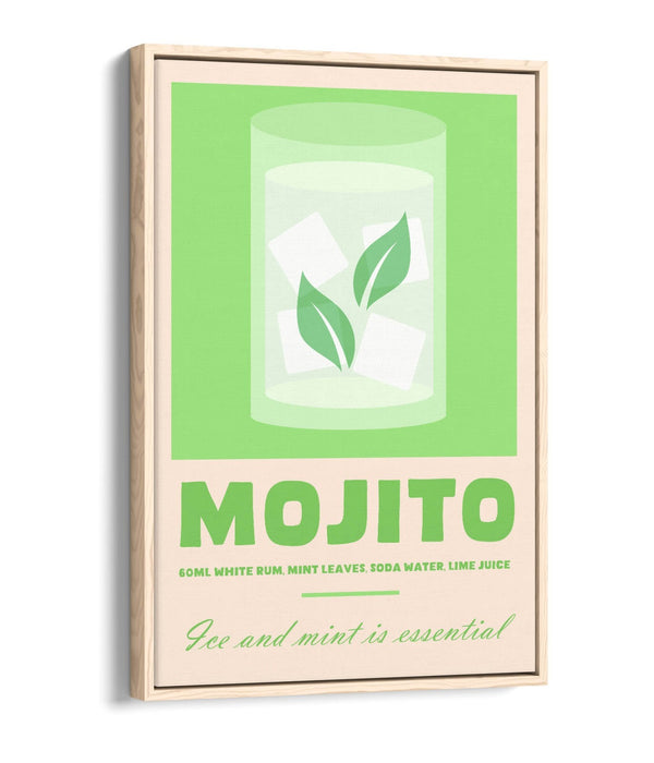 Mojito Cocktail Poster - Premium Float Effect Canvas Wall Art For Kitchen Decor