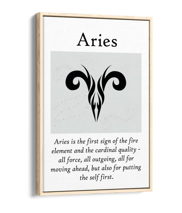 ARIES STAR SIGN ZODIAC ASTROLOGY QUOTE -FLOAT EFFECT CANVAS WALL ART PRINT