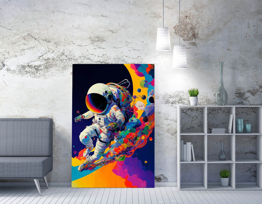 Astronaut Canvas Art - Multicolour Abstract Space Wall Decor | Ready To Hang