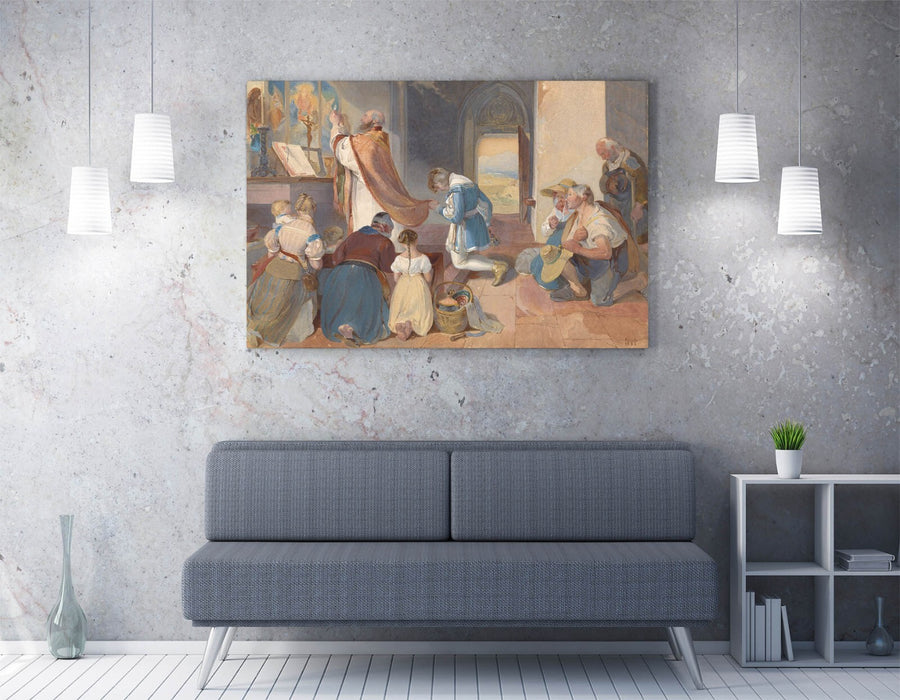Canvas Wall Art - Peter Fendi Fridolin Assists With Holy Mass Premium Print