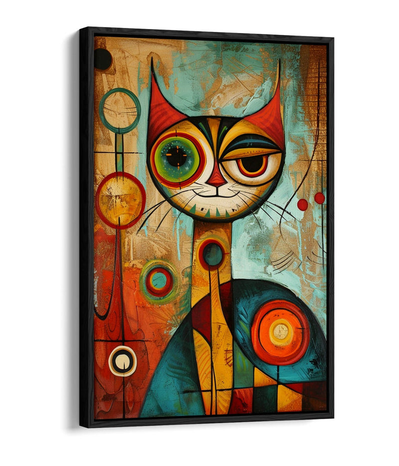 Float Effect Canvas Art - Cool Cat Abstract Contemporary Wall Decor Print