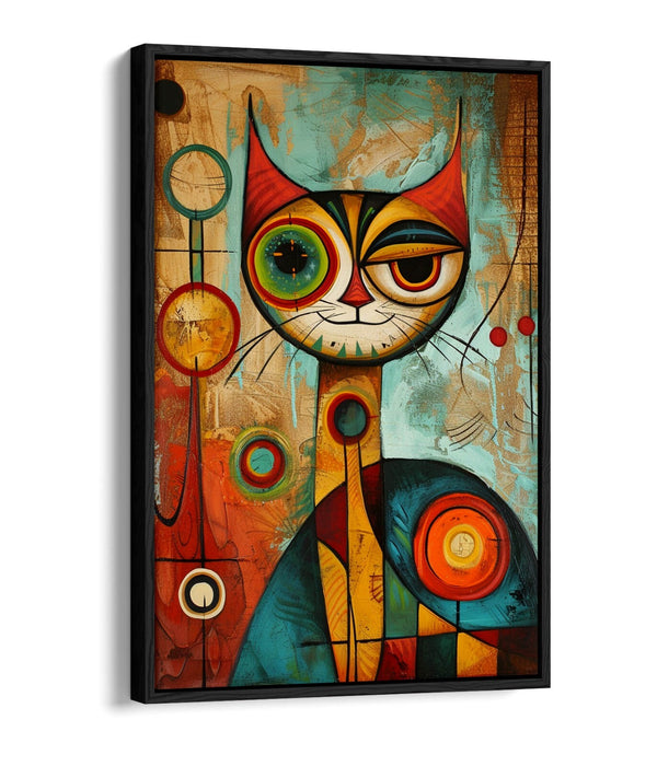 Float Effect Canvas Art - Cool Cat Abstract Contemporary Wall Decor Print