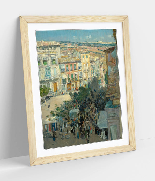 Framed Wall Art - Childe Hassam El Zocodover Toledo Spain Poster Print with Wood Grain Frame