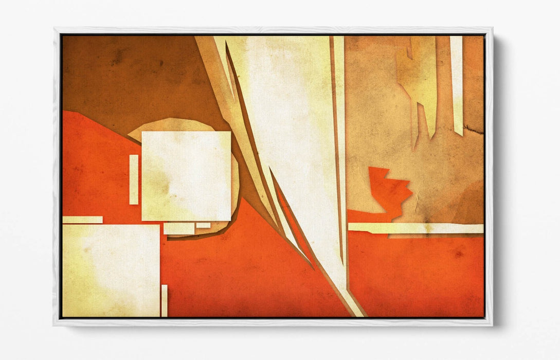 Canvas Wall Art – Orange Brown Abstract Print with Float Effect Frame