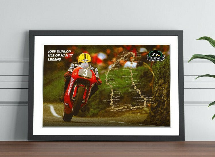 Isle of Man TT Poster - Joey Dunlop Racing Legend Framed Motorcycle Art Print