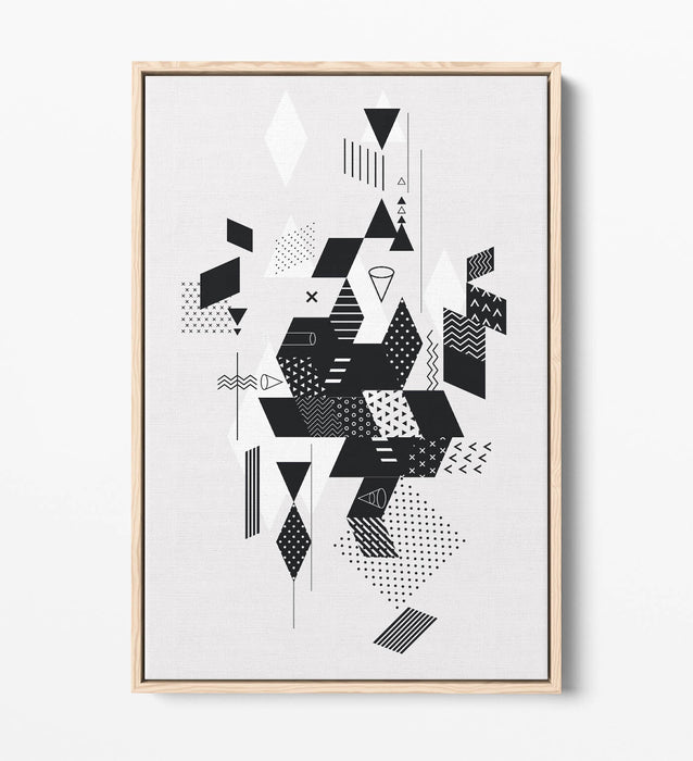 Canvas Wall Art - Abstract Black White Decor | Float Effect Canvas Print