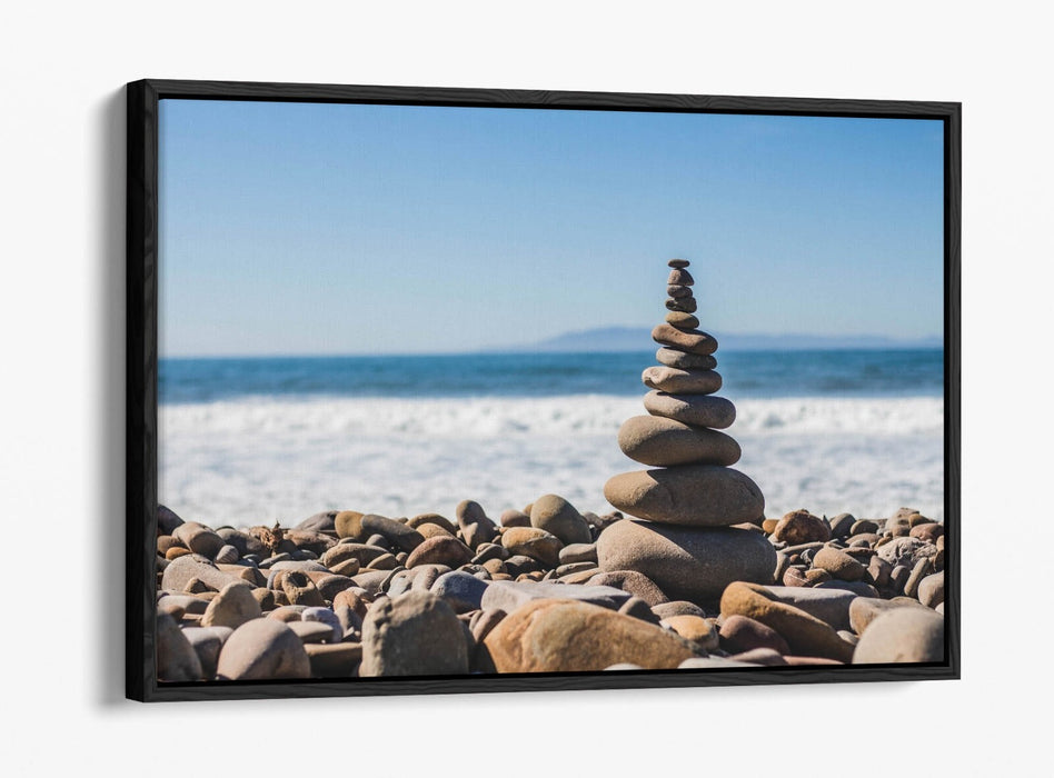 Canvas Wall Art – Stacked Zen Stones Float Effect Canvas Print | Beach Home Decor