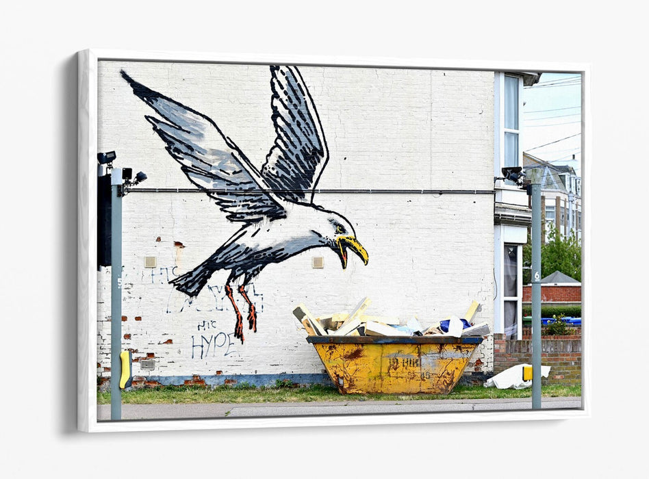 Canvas Wall Art Print - Banksy Seagull Graffiti Urban Street Art | Float Effect Canvas