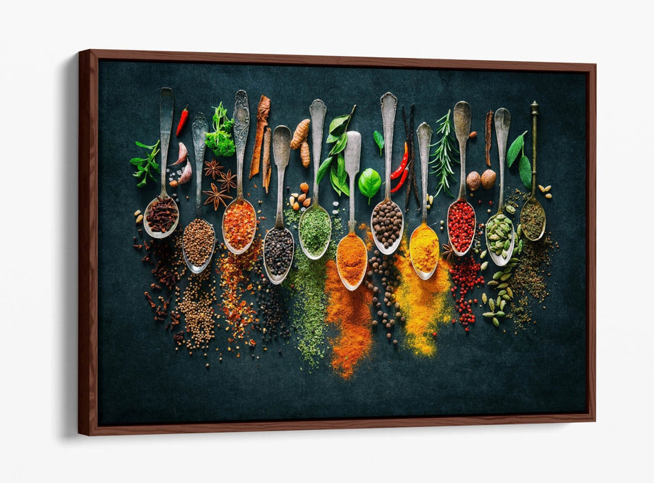 Canvas Wall Art – Herbs And Spices Spoons Kitchen Decor | Float Effect Print