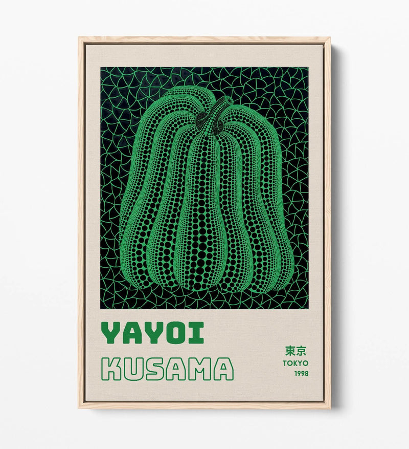Green Pumpkin Canvas Art - Contemporary Wall Decor With Float Effect Frame