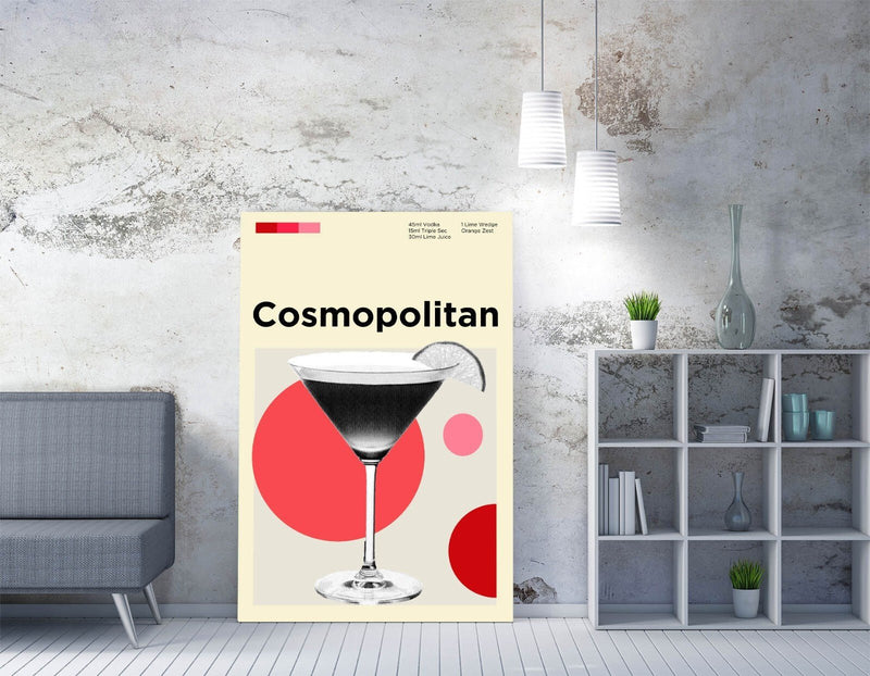 Cosmopolitan Cocktail Poster - Funky Canvas Wall Art | Handmade UK Artwork
