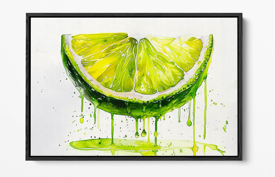 Float Effect Canvas Art – Juicy Green Lime Splash on Premium MDF Frame