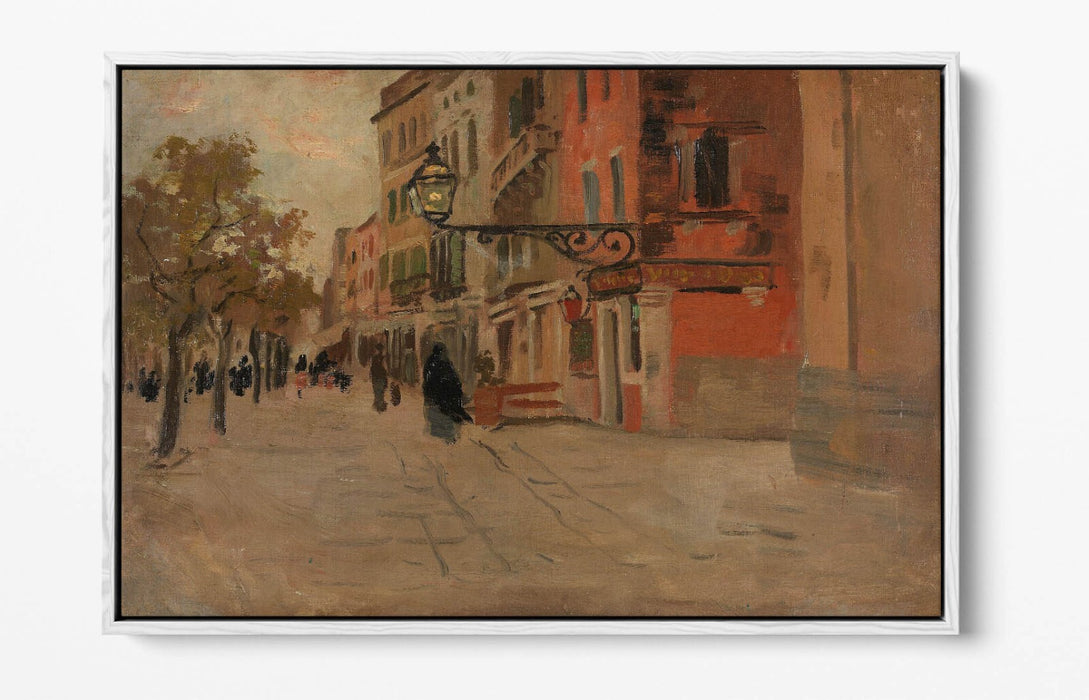 FRITS THAULOW, STREET IN VENICE -FLOAT EFFECT CANVAS WALL ART PIC PRINT