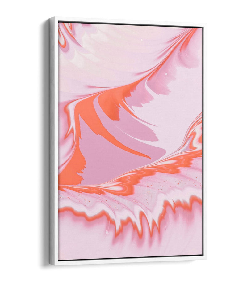 Float Effect Canvas Art – Pastel Pink Orange Wavy Abstract Wall Decor Print