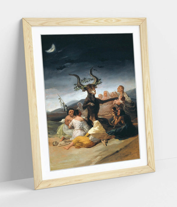 Goya Witches Sabbath Poster – Handmade Framed Art Print With Natural Wood Frame