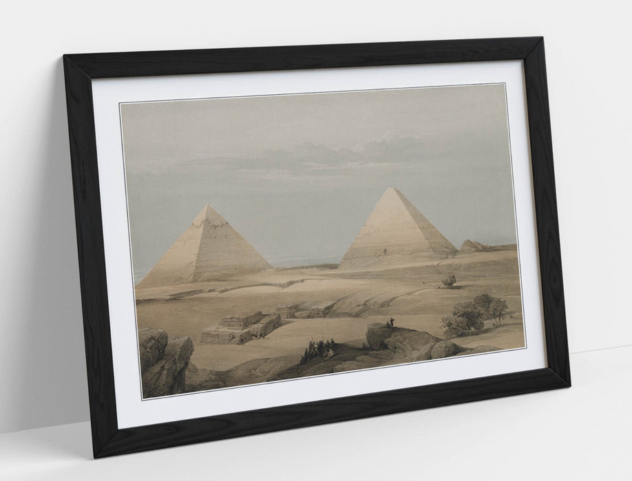 Framed Wall Art – Pyramids Of Giza Print With Wood Grain Frame | Handmade UK Poster