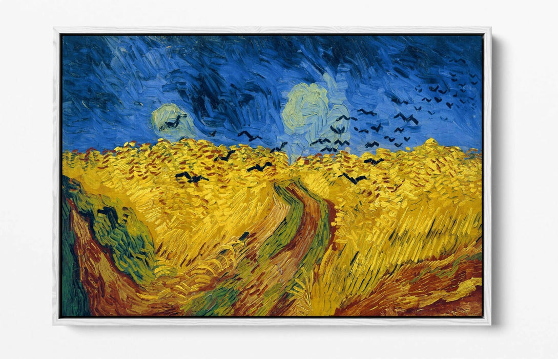 VAN GOGH WHEATFIELD WITH CROWS -FLOAT EFFECT CANVAS WALL ART PIC PRINT- BLUE