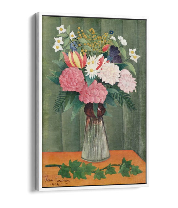 Float Effect Canvas Art - Henri Rousseau Flowers In A Vase | Premium Varnish Finish