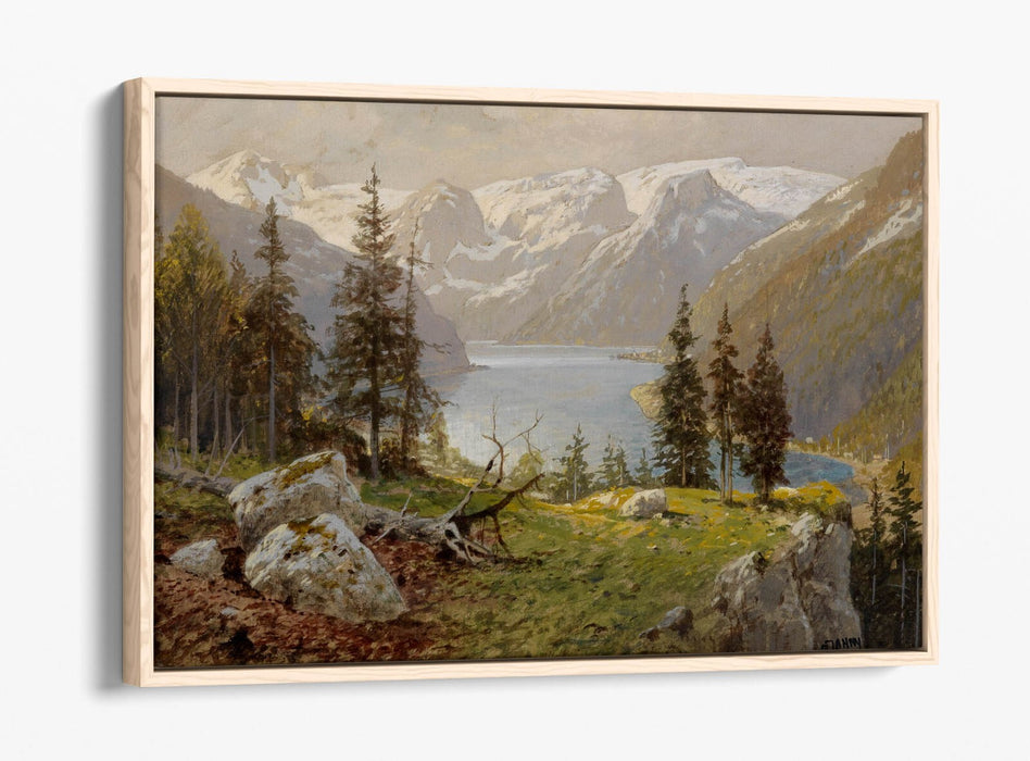 Canvas Wall Art - GEORG JANNY Hallstatt Lake Float Effect Canvas Print