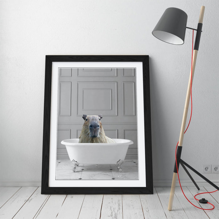 CAPYBARA IN BATHTUB -QUIRKY ART FRAMED POSTER PICTURE PRINT BATHROOM ARTWORK
