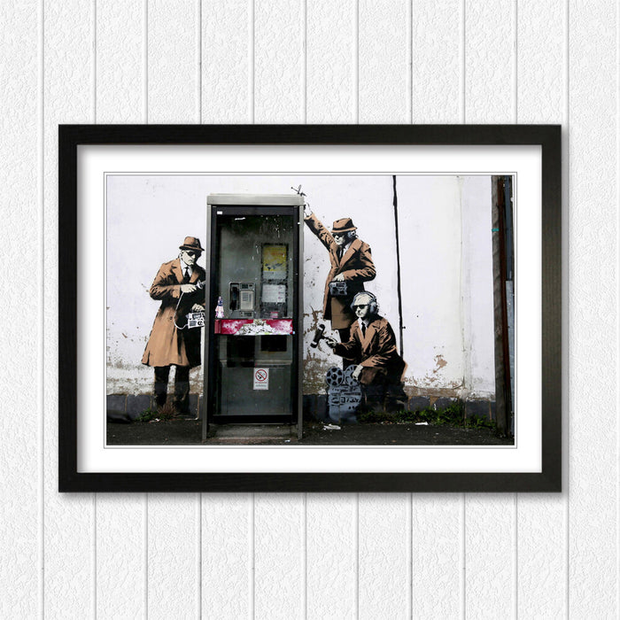 Banksy Framed Art – MI5 Spies Artwork | Handmade UK Frame | Urban Street Art Print