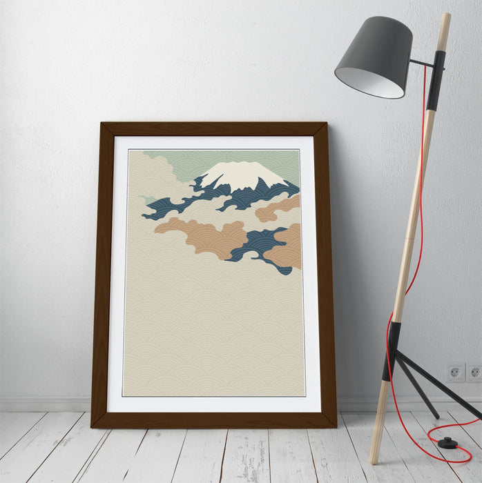 Fuji Mountain Wall Art – Minimalist Abstract Japanese Mountain Artwork | Framed Art Poster