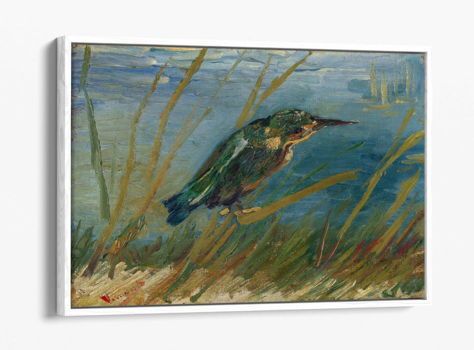VAN GOGH THE KINGFISHER -FLOAT EFFECT CANVAS WALL ART PIC PRINT- BLUE GREEN