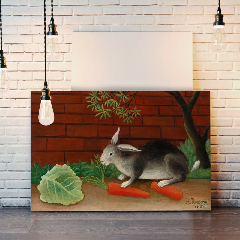 Canvas Wall Art – Framed Canvas Print The Rabbits Meal Artwork by Henri Rousseau