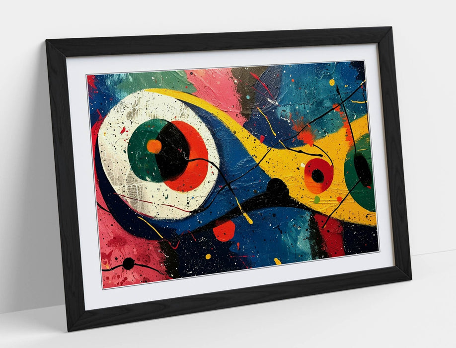 Framed Wall Art - Multi Colour Abstract Eye Painting Joan Miro Print | Handmade UK