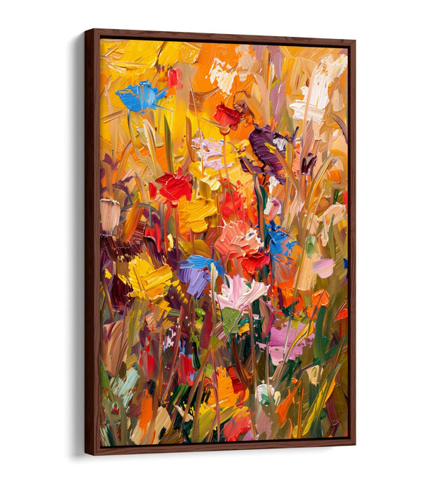 BOUQUET FLOWERS YELLOW IMPRESSIONIST STYLE DECOR FLOAT EFFECT CANVAS ART PRINT