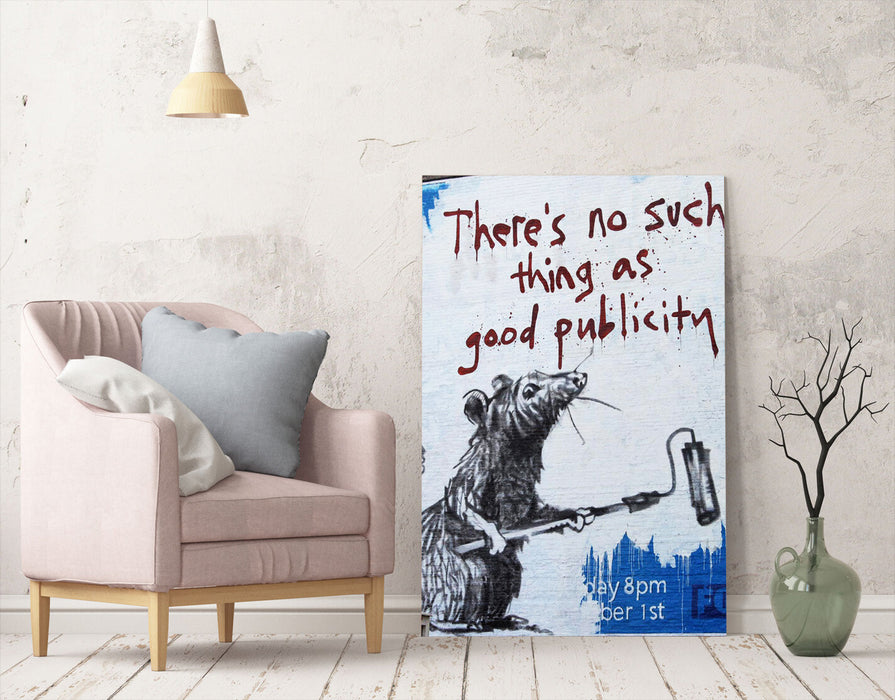 BANKSY CANVAS STREET WALL ART PRINT ARTWORK RATS - NO SUCH THING GOOD PUBLICITY
