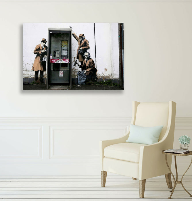 BANKSY CANVAS STREET WALL ART PRINT GRAFFITI ARTWORK  SPIES