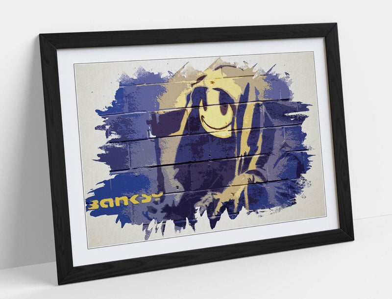 Banksy Framed Art Print – Graffiti Wall Art | Grim Reaper Watercolour Style Poster