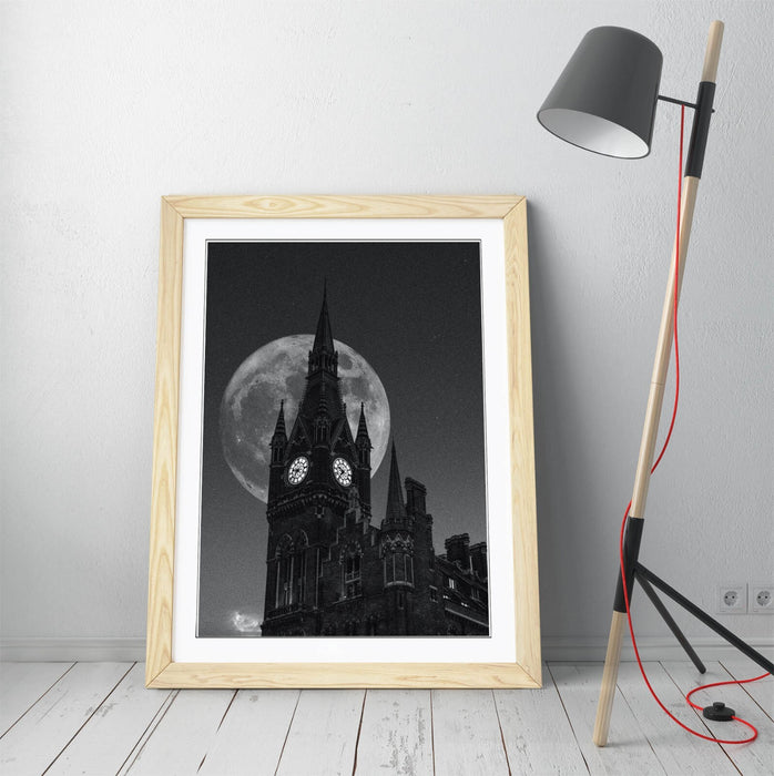 Westminster Abbey Wall Art – Framed London Poster Print With Full Moon Artwork