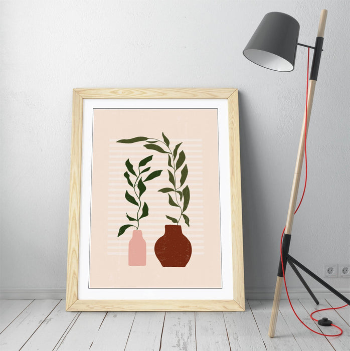 Boho Botanical Wall Art – Framed Minimalist Home Decor Poster Print UK