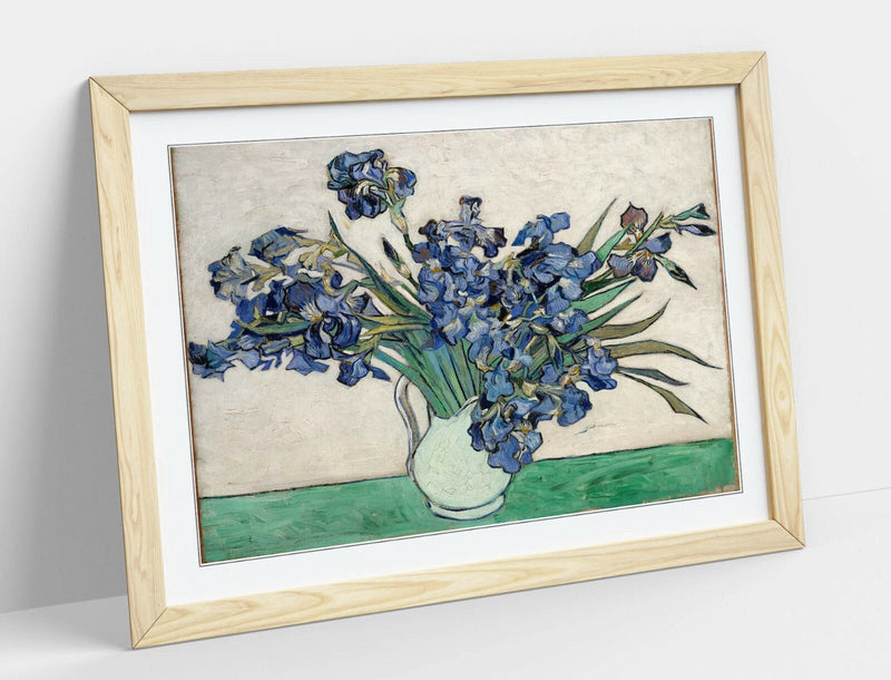 Van Gogh Irises Print – Framed Wall Art With Woodgrain Frame Finish & Archival Ink