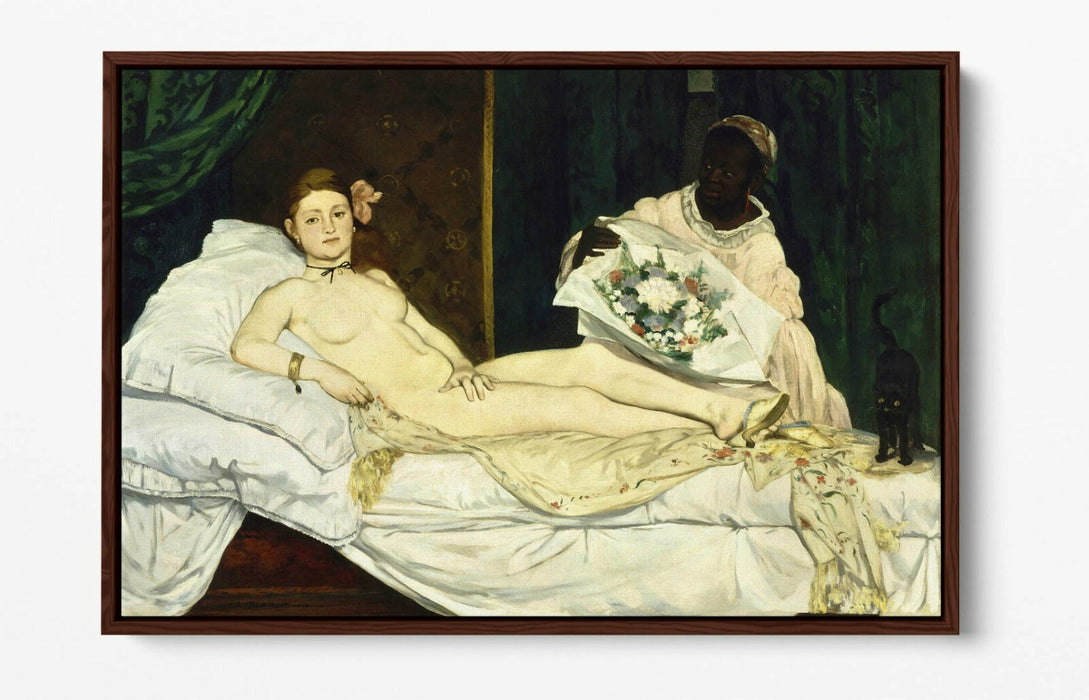 EDOUARD MANET OLYMPIA- FLOAT EFFECT CANVAS WALL ART PIC PRINT- WHITE BROWN